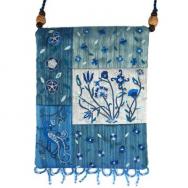 Applique Embroidered Bag - Flowers - Blue PBE-2B