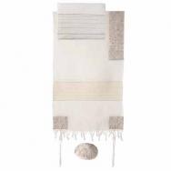 Embroidered Cotton Tallit – The Matriarches in silver THE-6