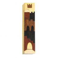 Small Wooden Inlaid Mezuzah - Jerusalem broun MWS-8
