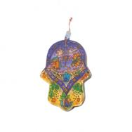 Small Glass Hamsa - Flowers and Birds HGS-4