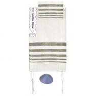 hand woven Raw Silk Tallit with Embroidered Atara – Silver TSW-1