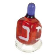 Glass Dreidel with Stand - Red DRG-3