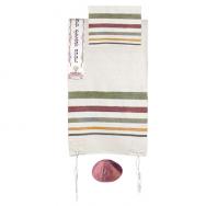 hand woven Raw Silk Tallit with Embroidered Atara – Multicolor TSW-4