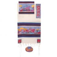 Cotton and Silk Tallit – Jerusalem Dove in color TWS-7