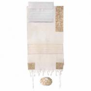 Embroidered Cotton Tallit – The Matriarches in gold THE-7