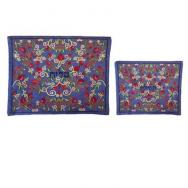Embroidered Tallit and Tefillin Bag – Flowers in Blue TBC-TFC-6B