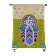 Small Wall Hanging - Hamsa gold green HS-6