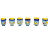 6 Small Wooden Kiddush Cups - Oriental SET-6B