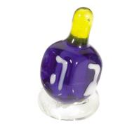 Glass Dreidel with Stand - Violet Yellow DRG-8