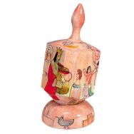 Large Wooden Dreidel with Stand -Figures Pink DRL-10B