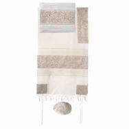 Embroidered Cotton Tallit – The Matriarches in silver TFE-9