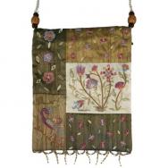 Applique Embroidered Bag - Flowers - Gold PBE-2G