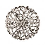 Aluminum Trivet - Round Oriental Flower - silver MHP-9