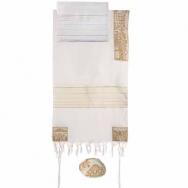 Embroidered Cotton Tallit – Jerusalem in gold THE-3