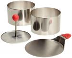 Ateco 4952 Round Food Molding Set, 3.5 by 2.1-Inches High, 4-Piece Set Includes 2 Rings, Fitted Press & Transfer Plate