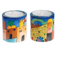 Round Shabbat Candlesticks - Jerusalem (small) RCS-1