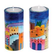 Round Shabbat Candlesticks - Jerusalem (Large) RCL-1