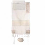 Embroidered Cotton Tallit – Jerusalem in silver THE-1