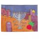 Silk Painted Challa Cover - Menorah Jerusalem CSY-3