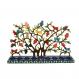 Painted Metal Lazer Cut Menorah - Birds in Pomegranate Tree HMX-1