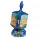 Large Wooden Dreidel with Stand - Jerusalem Blue DRL-1B