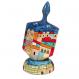 Large Wooden Dreidel with Stand - Jerusalem Color DRL-3B