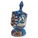 Large Wooden Dreidel with Stand - Figures Blue DRL-4B