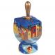 Ceramic Hanukkah Dreidel and Stand - Jerusalem Vista DRP-4