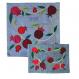 Raw Silk Matzah Cover Set - Pomegranates Blue MAS-AFR-36