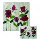 Raw Silk Matzah Cover Set - Roses White MAS-AFR-37