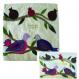 Raw Silk Matzah Cover Set - Birds Silver MAS-AFR-38
