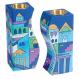 Fitted Shabbat Candlesticks - Jerusalem Blue CS-8