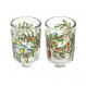 Painted Glass Candle Holder - Pair - Birds and Flowers GCS-2