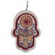 Large Embroidered Hamsa and Crystales - Oriental white HLC-1