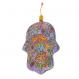 Large Glass Hamsa - gazelle and birds HG-2