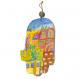 Large Wood Painted Hamsa -Jerusalem HAL-11
