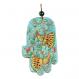 Large Wood Painted Hamsa -Peacocks HAL-2
