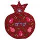 Embroidered Wall Decoration - Pomegranates Shalom Red Hebrew WSC-3