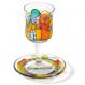Glass Kiddush Cup and Saucer - Jerusalem View GC-5
