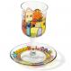 Glass Kiddush Cup and Saucer - Jerusalem Vista GC-4