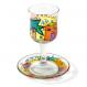 Glass Kiddush Cup and Saucer - Jerusalem Wall GC-2