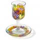 Glass Kiddush Cup and Saucer - Windmill GC-1