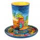 Wooden Kiddush Cup and Plate - Jerusalem KC-1