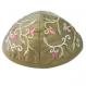 Embroidered Kippah - Flowers Gold YME-3G