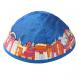 Embroidered Kippah - Jerusalem Blue YME-1B