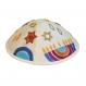 Embroidered Kippah - Menorah - Magenta YME-5M