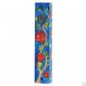 Large Wooden Mezuzah - Pomegranates Blue MZL-23