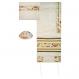 Embroidered Raw Silk Tallit – David Star Rainbow - Gold TAB-3G