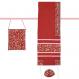 Embroidered Raw Silk Women Tallit – Tallisack - Flowers Maroon TAB-1M