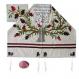 Embroidered Raw Silk Tallit - Tree of life - Pomegranates white TFA-11